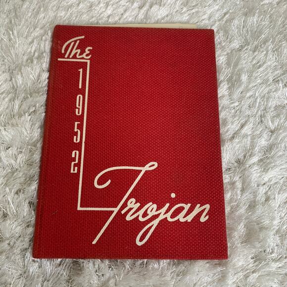 Worthington Mn Trojans 1952 Year Book Red Fabric BW Photos Signed - Picture 1 of 5